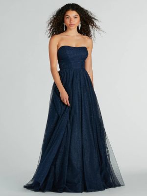 Maryanne Strapless A-Line Glitter Tulle Ball Gown