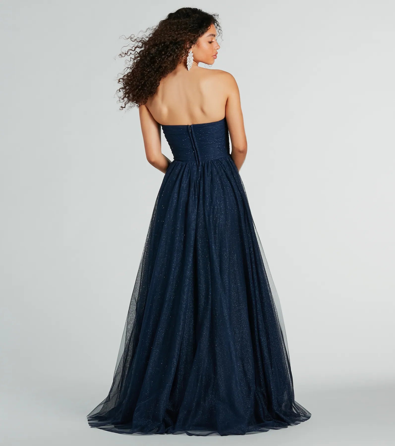Maryanne Strapless A-Line Glitter Tulle Ball Gown - Image 2