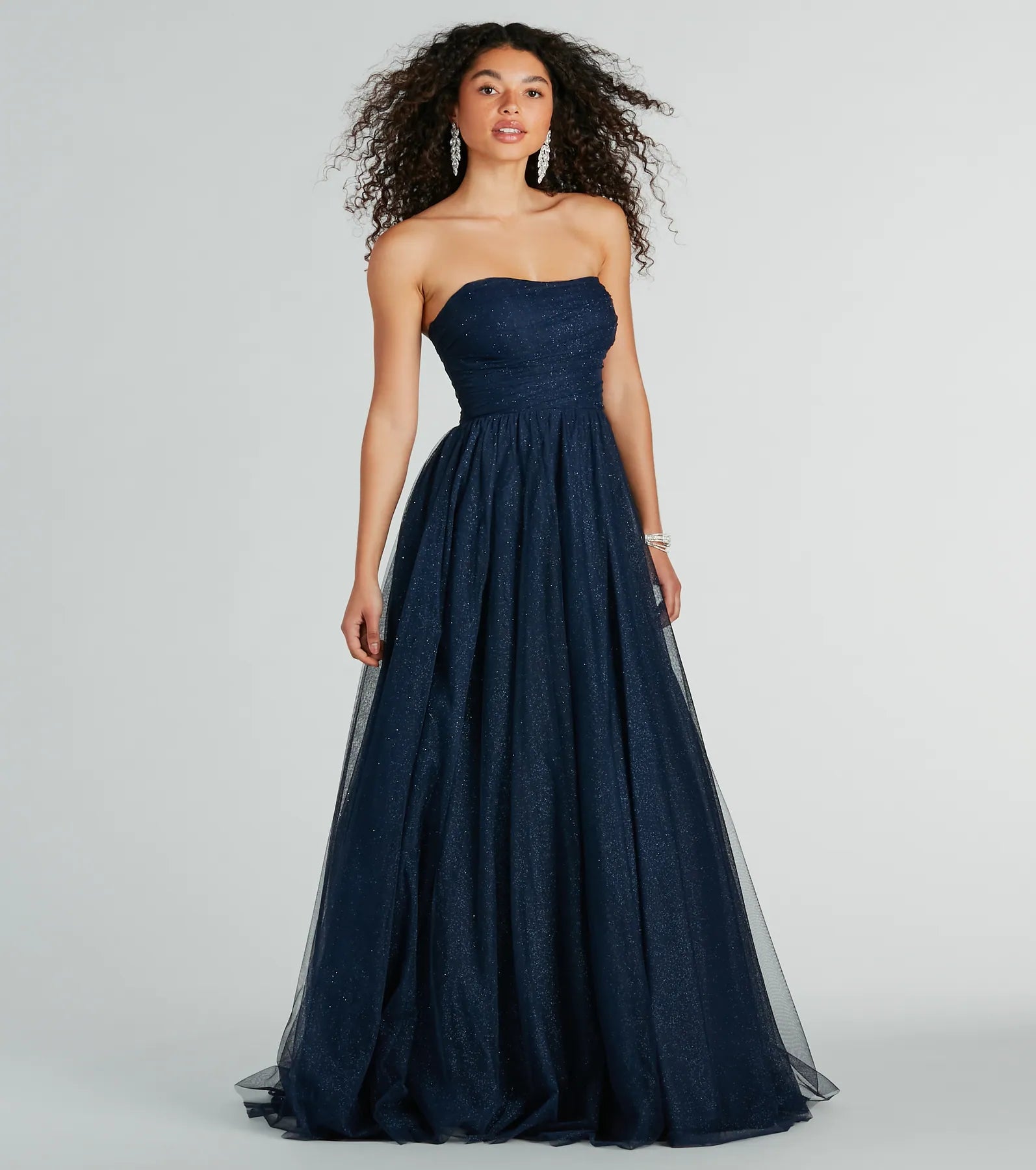 Maryanne Strapless A-Line Glitter Tulle Ball Gown - Image 3