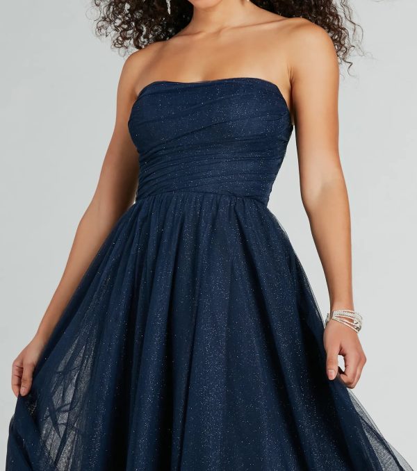 Maryanne Strapless A-Line Glitter Tulle Ball Gown - Image 4