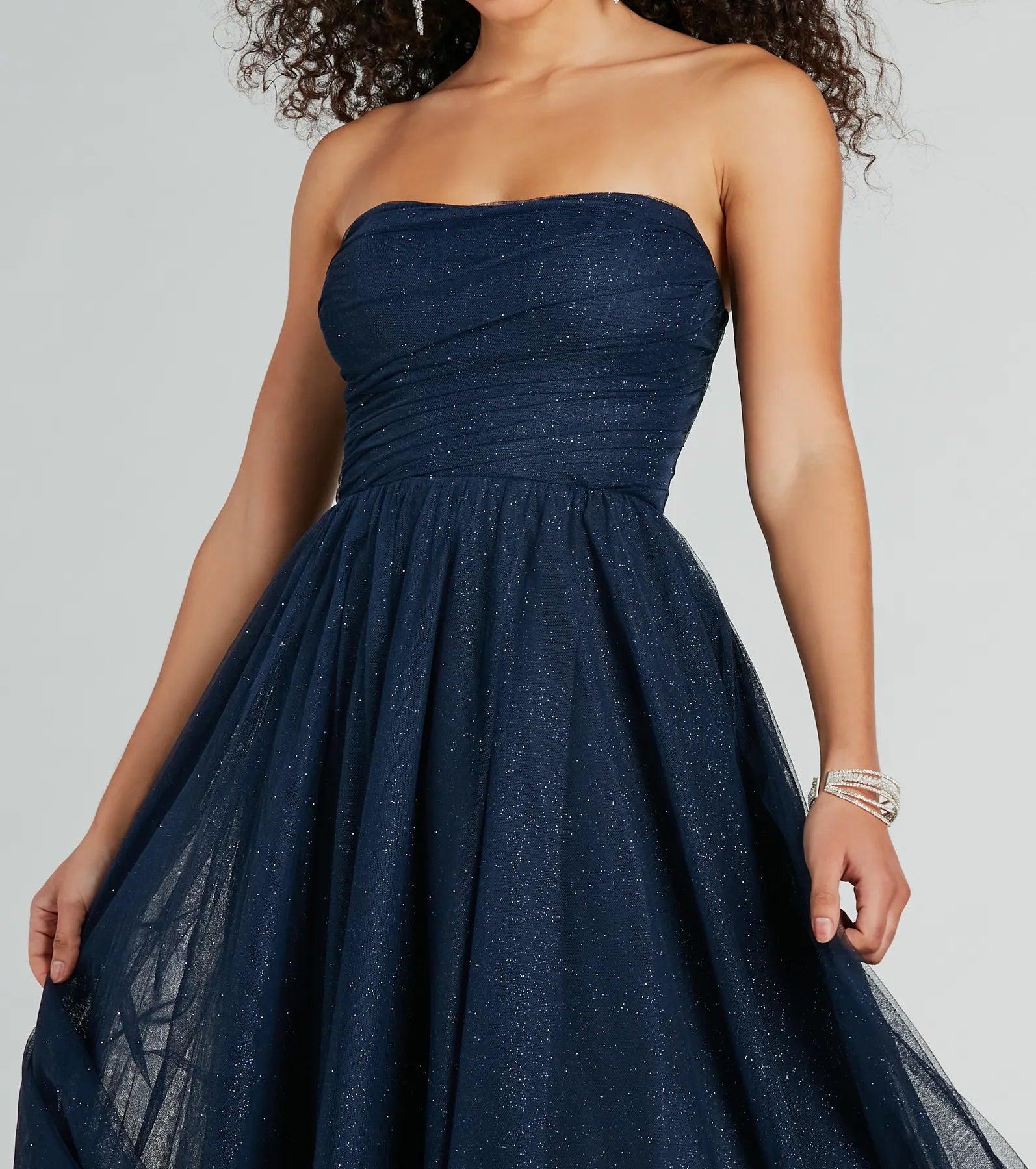 Maryanne Strapless A-Line Glitter Tulle Ball Gown - Image 4