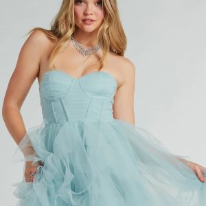 Lindsey Bustier A-Line Ruffle Tulle Ball Gown