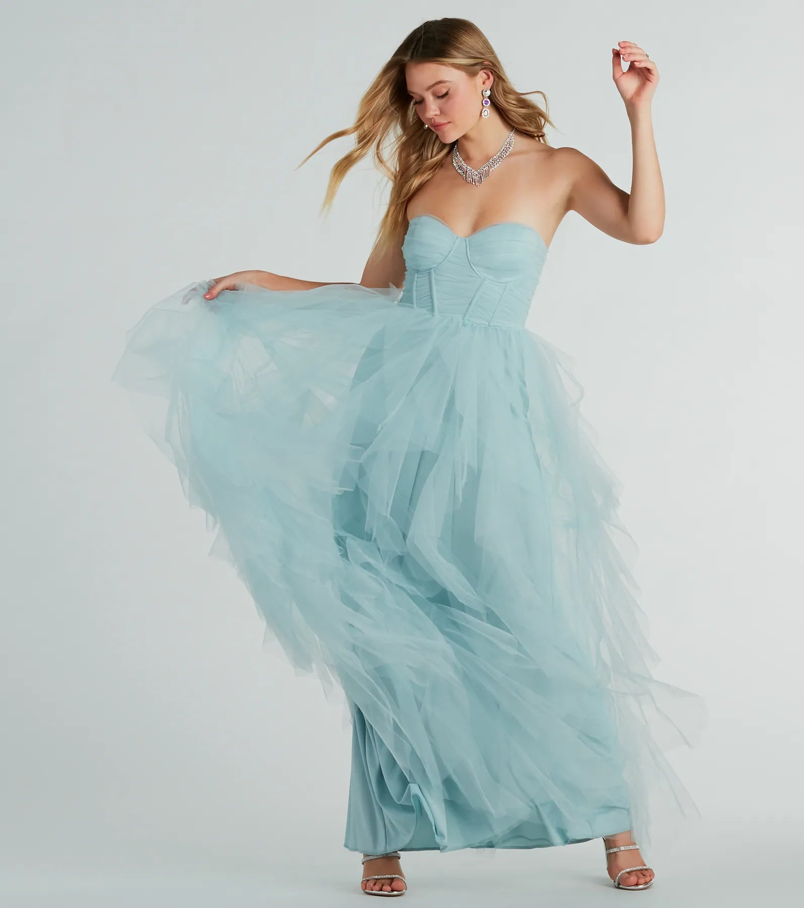 Lindsey Bustier A-Line Ruffle Tulle Ball Gown - Image 3