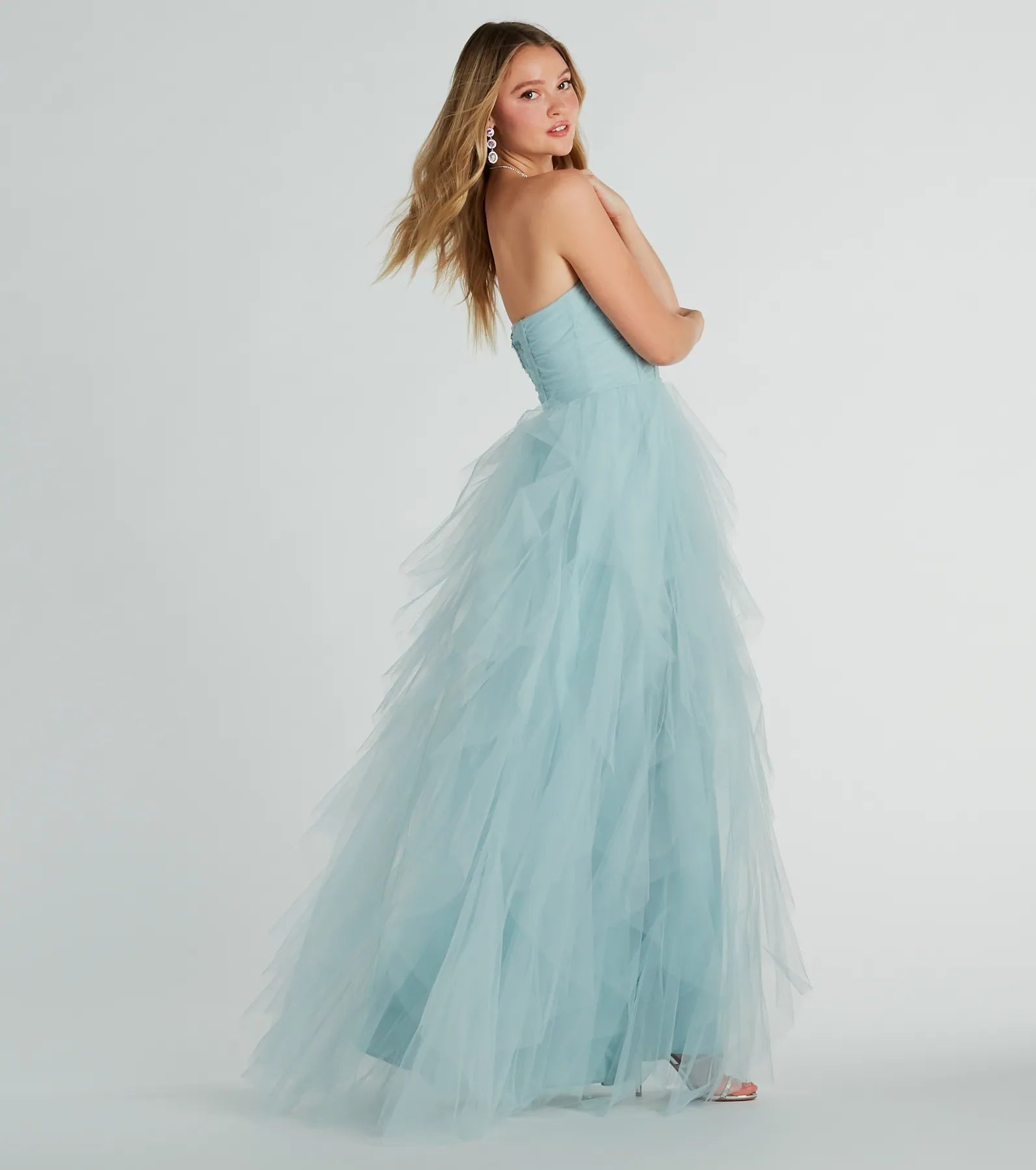 Lindsey Bustier A-Line Ruffle Tulle Ball Gown - Image 4