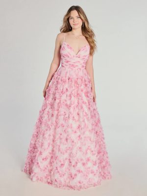 Caitlyn Lace-Up Rose Floral A-Line Formal Dress
