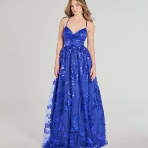 Sharen Lace-Up A-Line Sequin Ball Gown