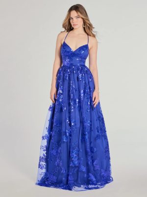 Sharen Lace-Up A-Line Sequin Ball Gown