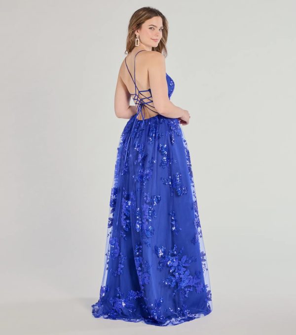 Sharen Lace-Up A-Line Sequin Ball Gown - Image 2