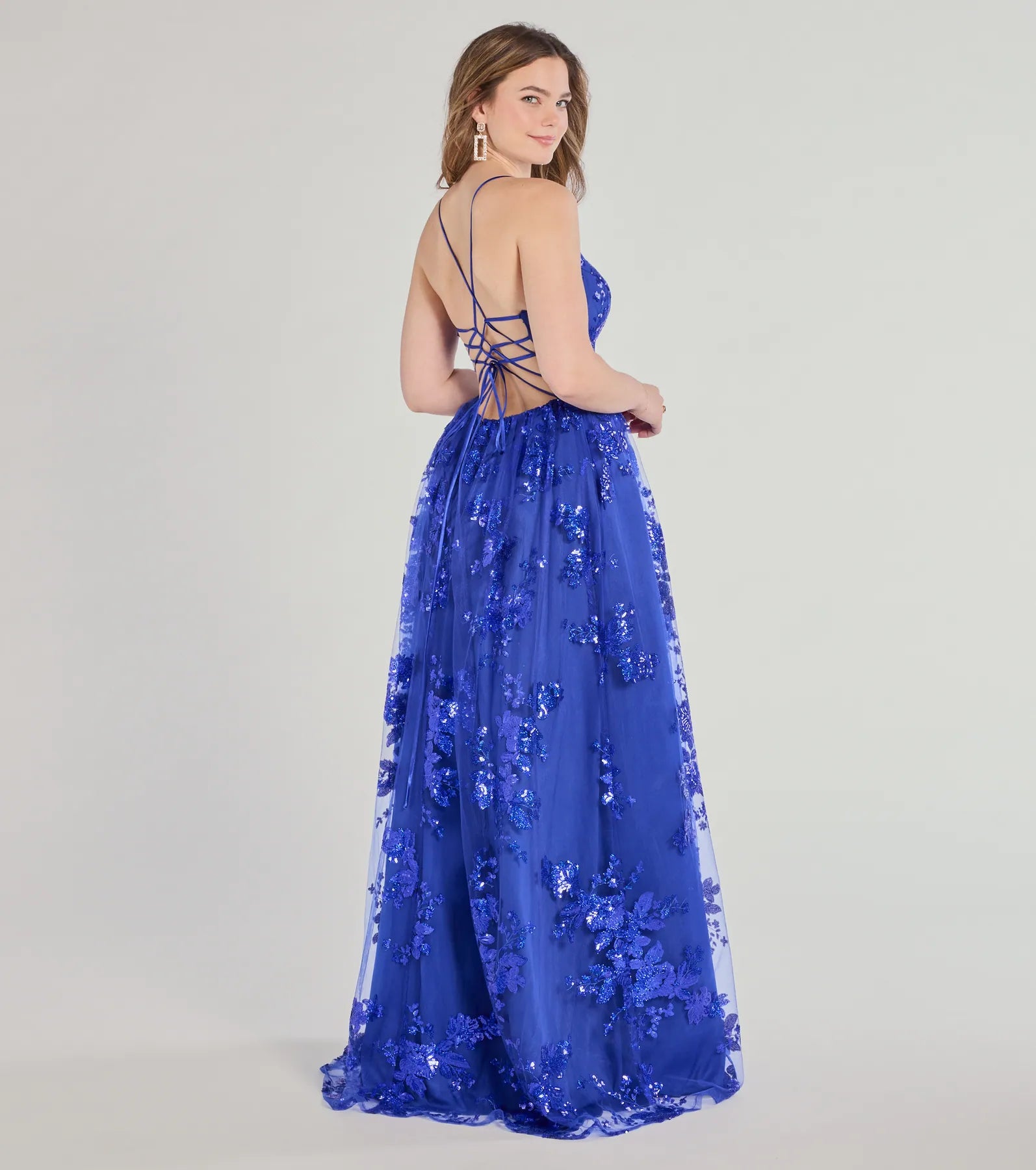 Sharen Lace-Up A-Line Sequin Ball Gown - Image 2