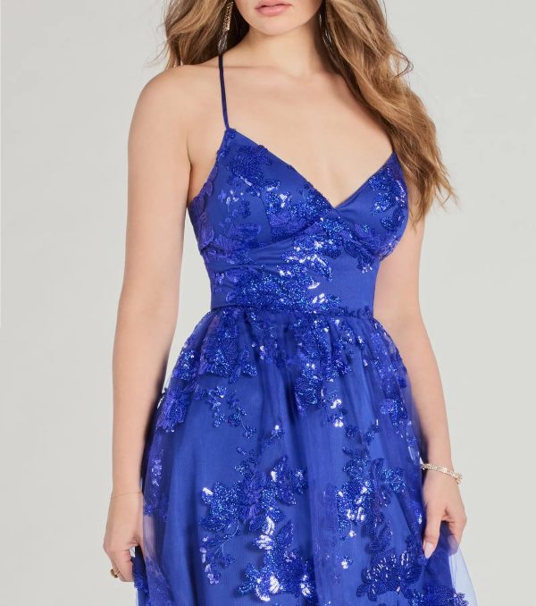 Sharen Lace-Up A-Line Sequin Ball Gown - Image 4