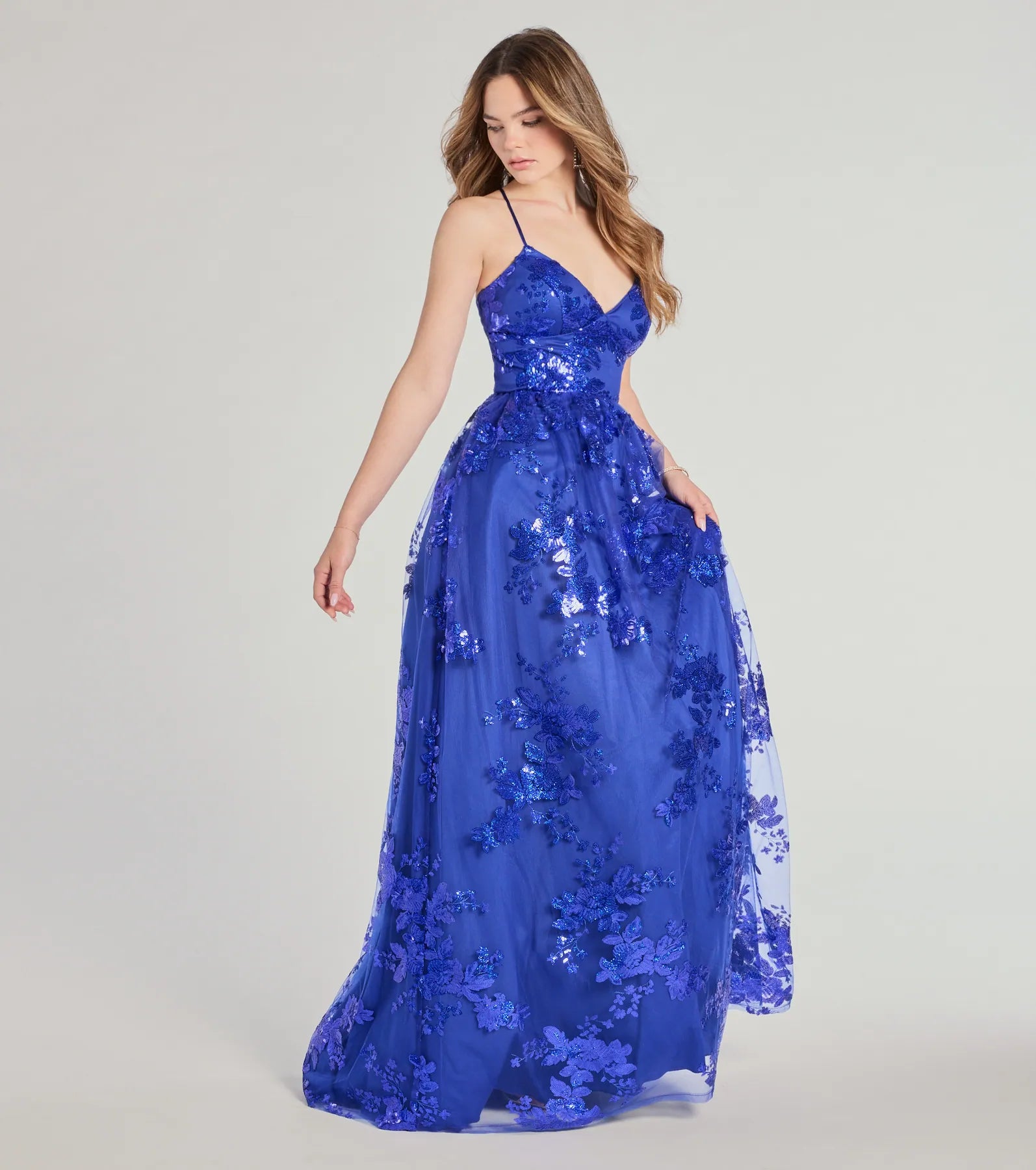 Sharen Lace-Up A-Line Sequin Ball Gown - Image 5