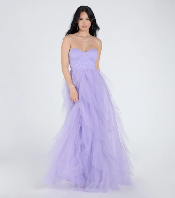 Lindsey Bustier A-Line Ruffle Tulle Ball Gown - Image 5