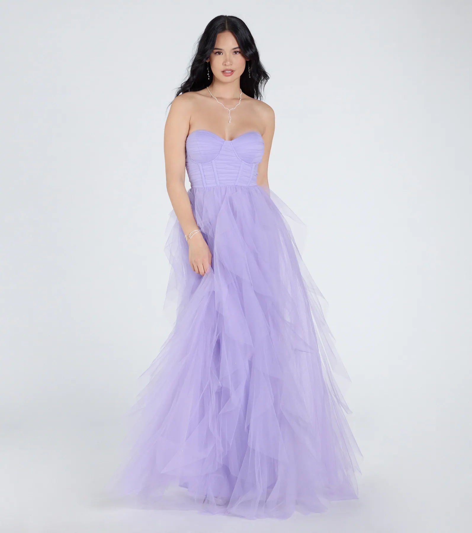 Lindsey Bustier A-Line Ruffle Tulle Ball Gown - Image 5