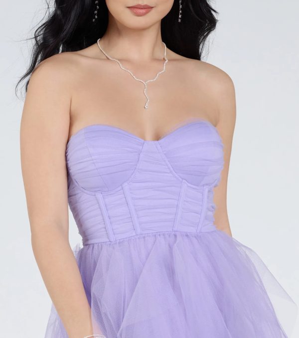 Lindsey Bustier A-Line Ruffle Tulle Ball Gown - Image 7