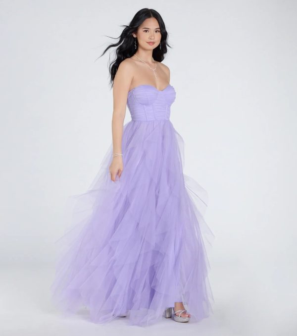 Lindsey Bustier A-Line Ruffle Tulle Ball Gown - Image 8