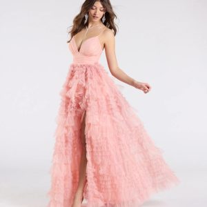 Amabella Ruffled Glitter Tulle Ball Gown