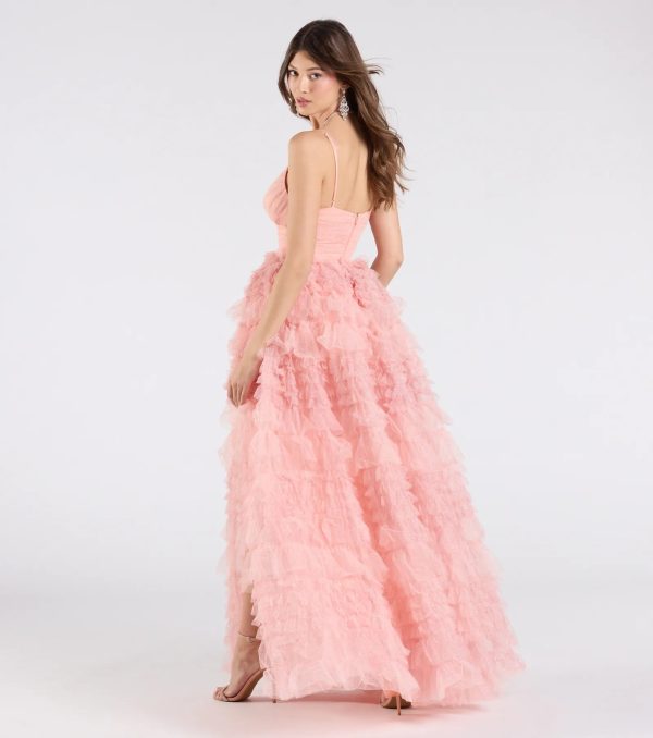 Amabella Ruffled Glitter Tulle Ball Gown - Image 2