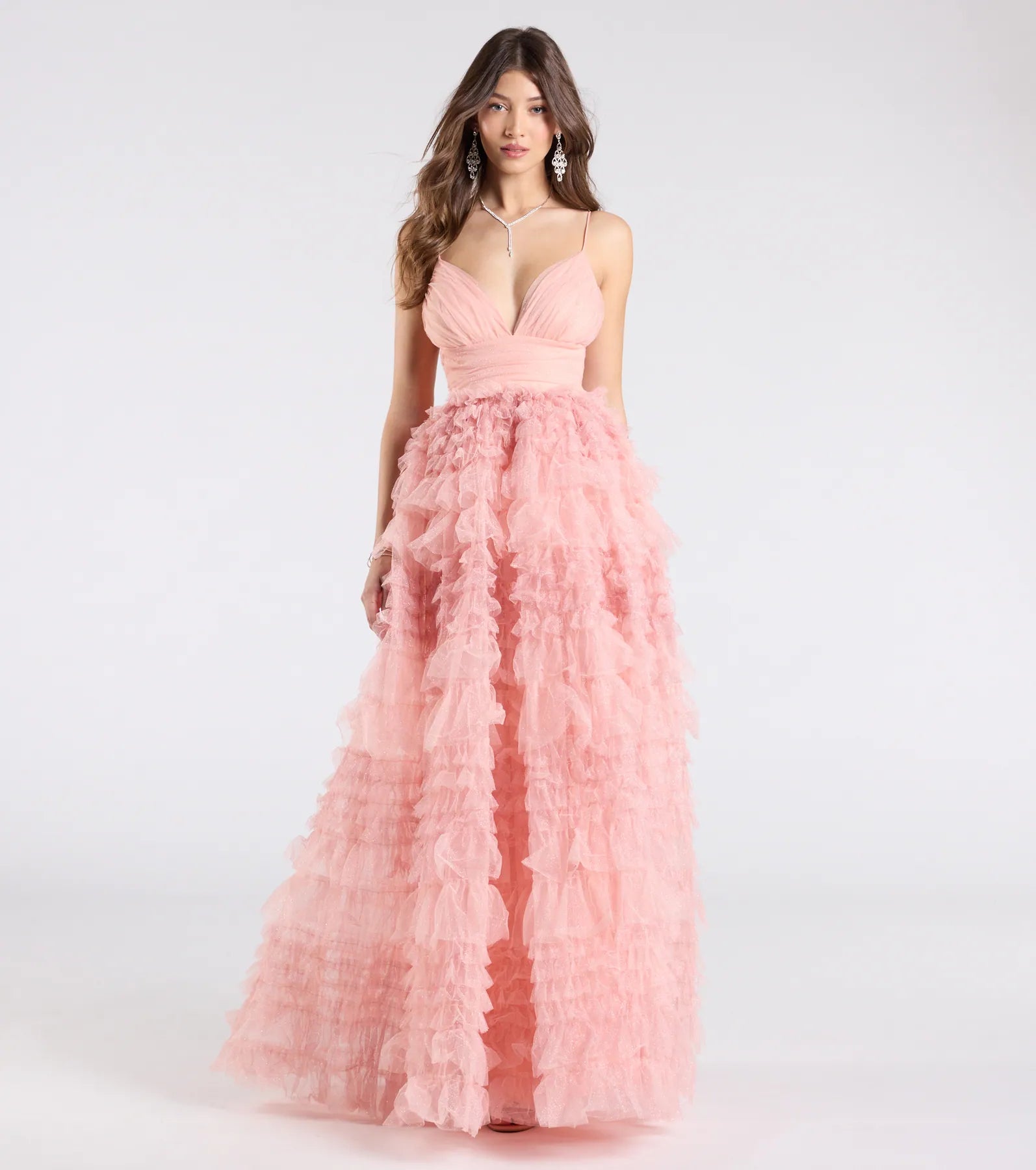 Amabella Ruffled Glitter Tulle Ball Gown - Image 4