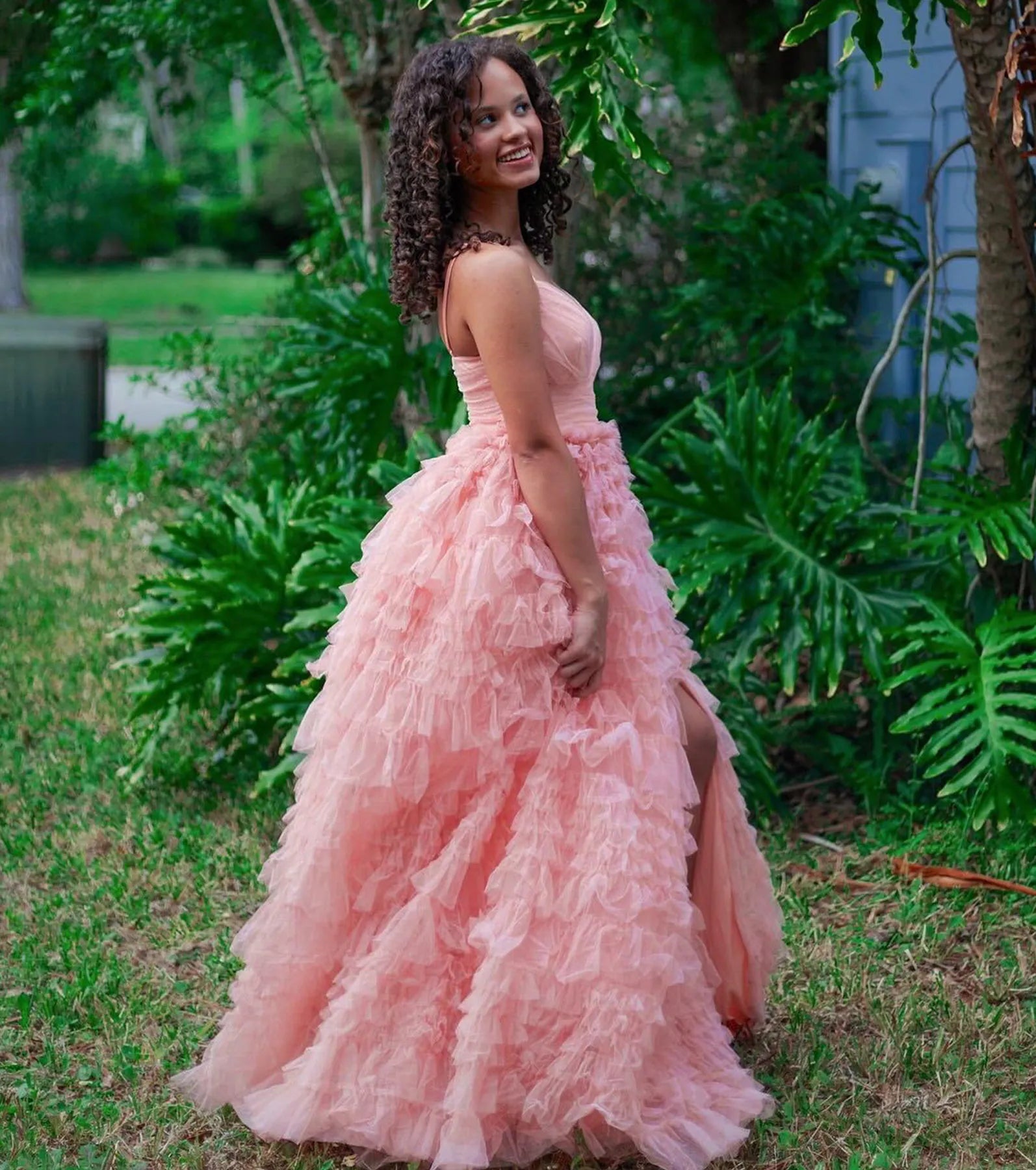 Amabella Ruffled Glitter Tulle Ball Gown - Image 5
