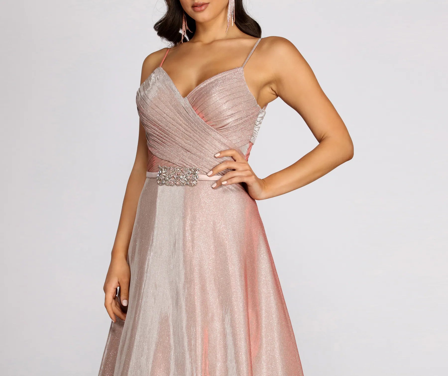 Ashley Shine Beaded Waist Formal Dress - Image 3