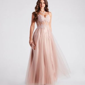 Zaya Rhinestone Applique A-Line Ball Gown