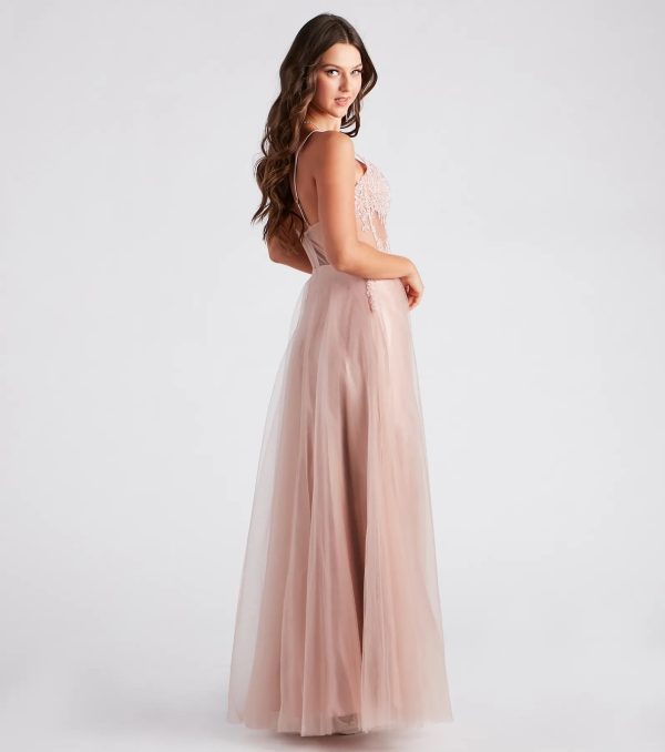 Zaya Rhinestone Applique A-Line Ball Gown - Image 2