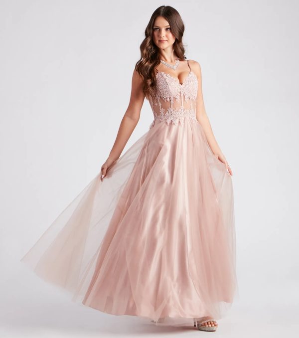 Zaya Rhinestone Applique A-Line Ball Gown - Image 3