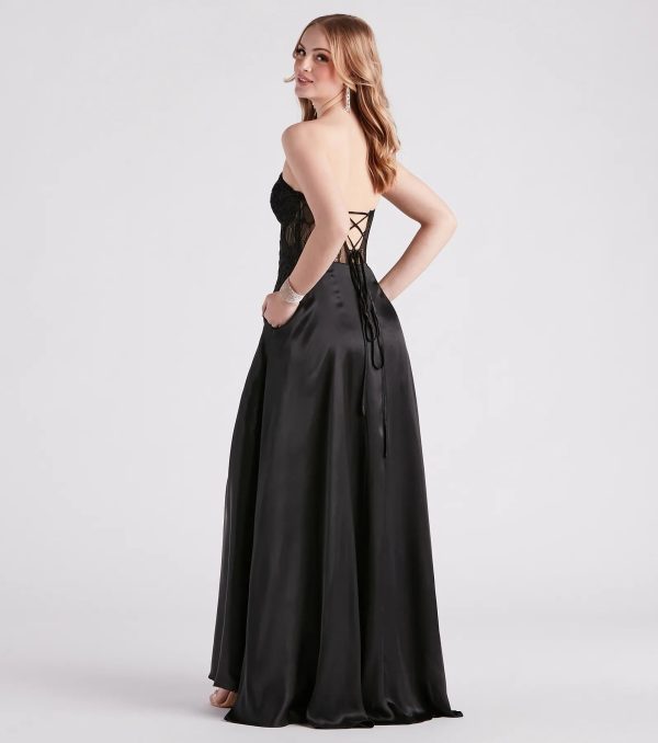 Danica Rhinestone Lace Satin Formal Dress - Image 2