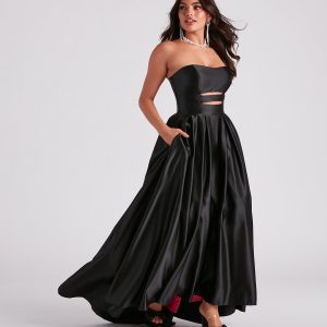 Beverly Satin High Low Ball Gown