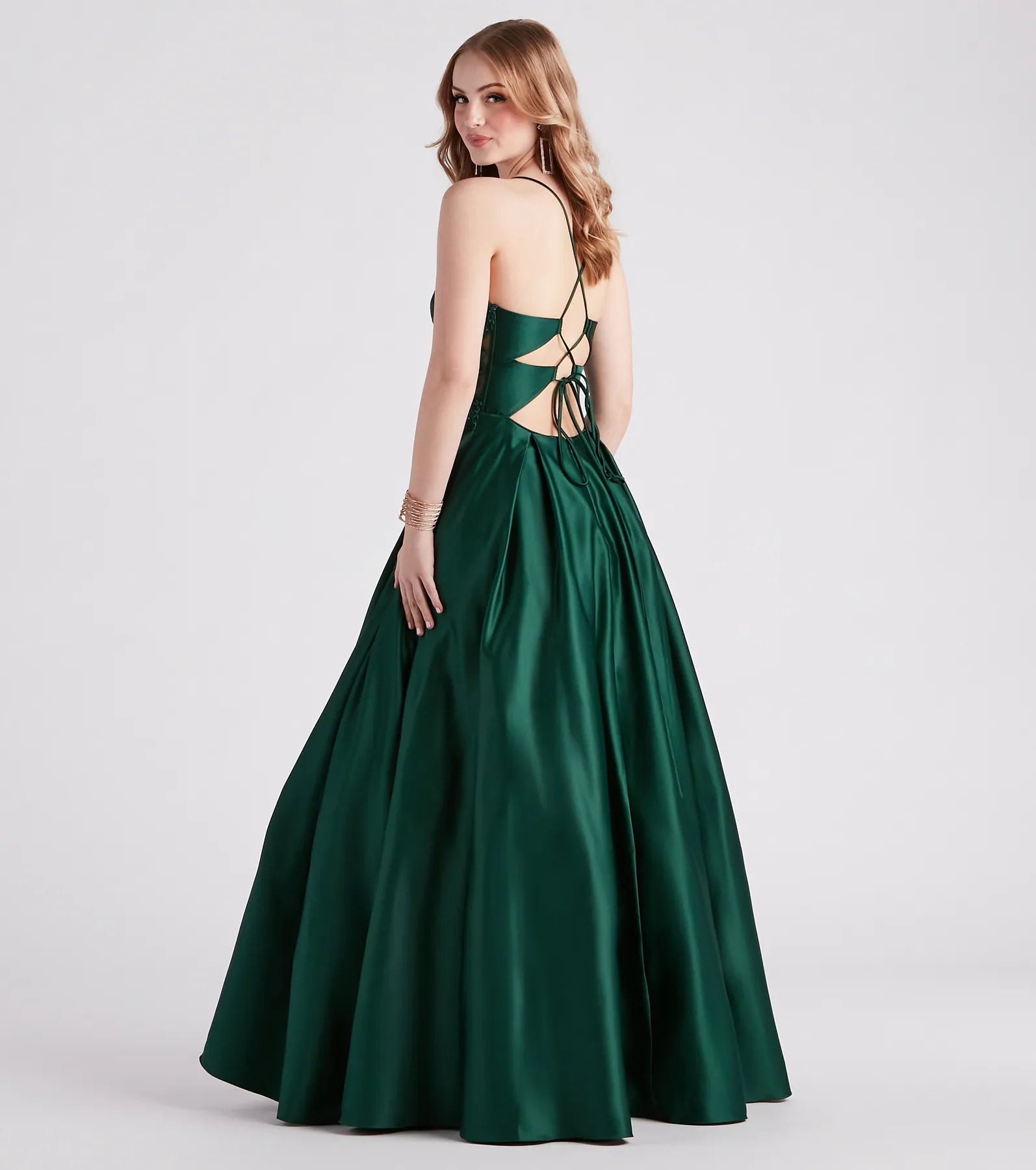 Kloey Satin Lace A-Line Ball Gown - Image 2