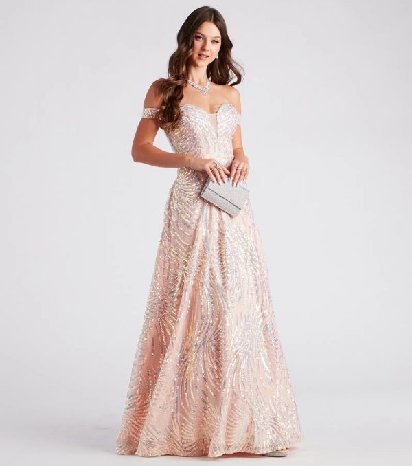 Ava Sequin Off-The-Shoulder Ball Gown - Image 3
