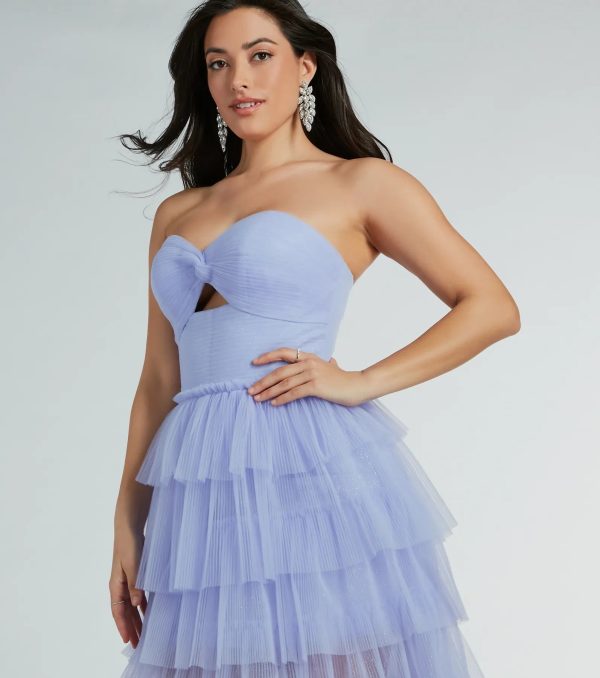 Lizette Strapless A-Line Ruffle Pleated Tulle Gown - Image 3