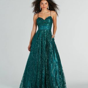Giavanna Glitter Corset Lace-Up Ball Gown