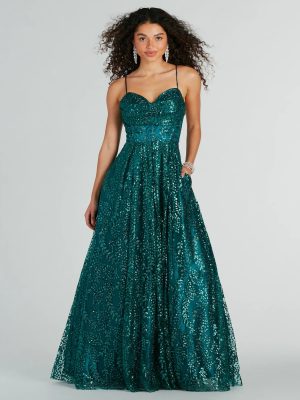 Giavanna Glitter Corset Lace-Up Ball Gown