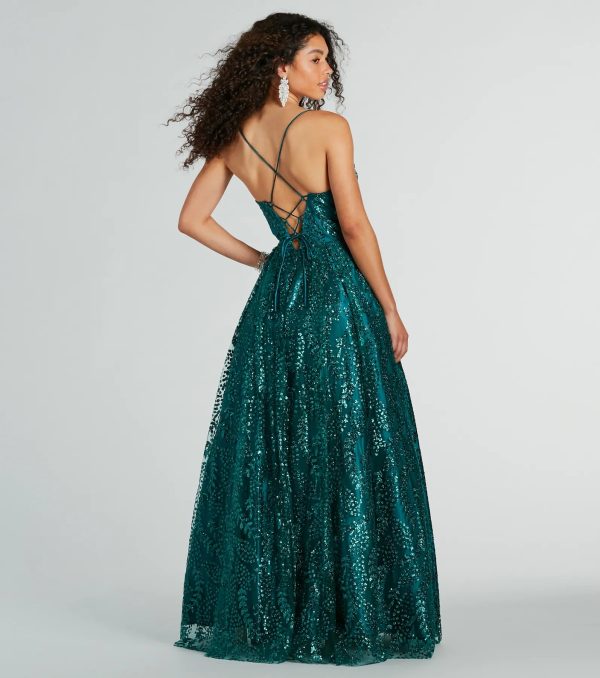 Giavanna Glitter Corset Lace-Up Ball Gown - Image 2