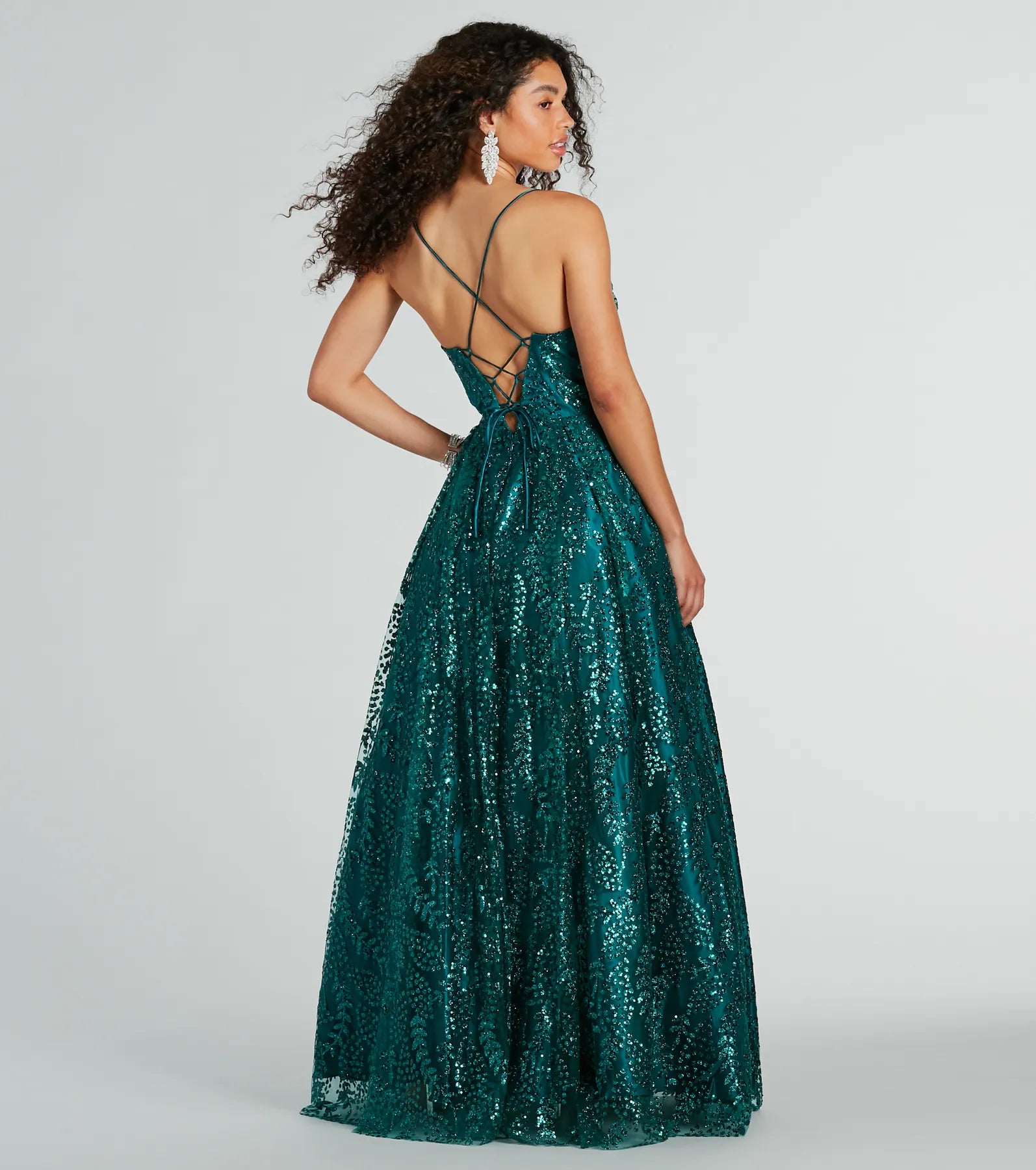 Giavanna Glitter Corset Lace-Up Ball Gown - Image 2
