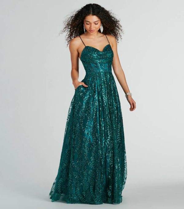 Giavanna Glitter Corset Lace-Up Ball Gown - Image 3