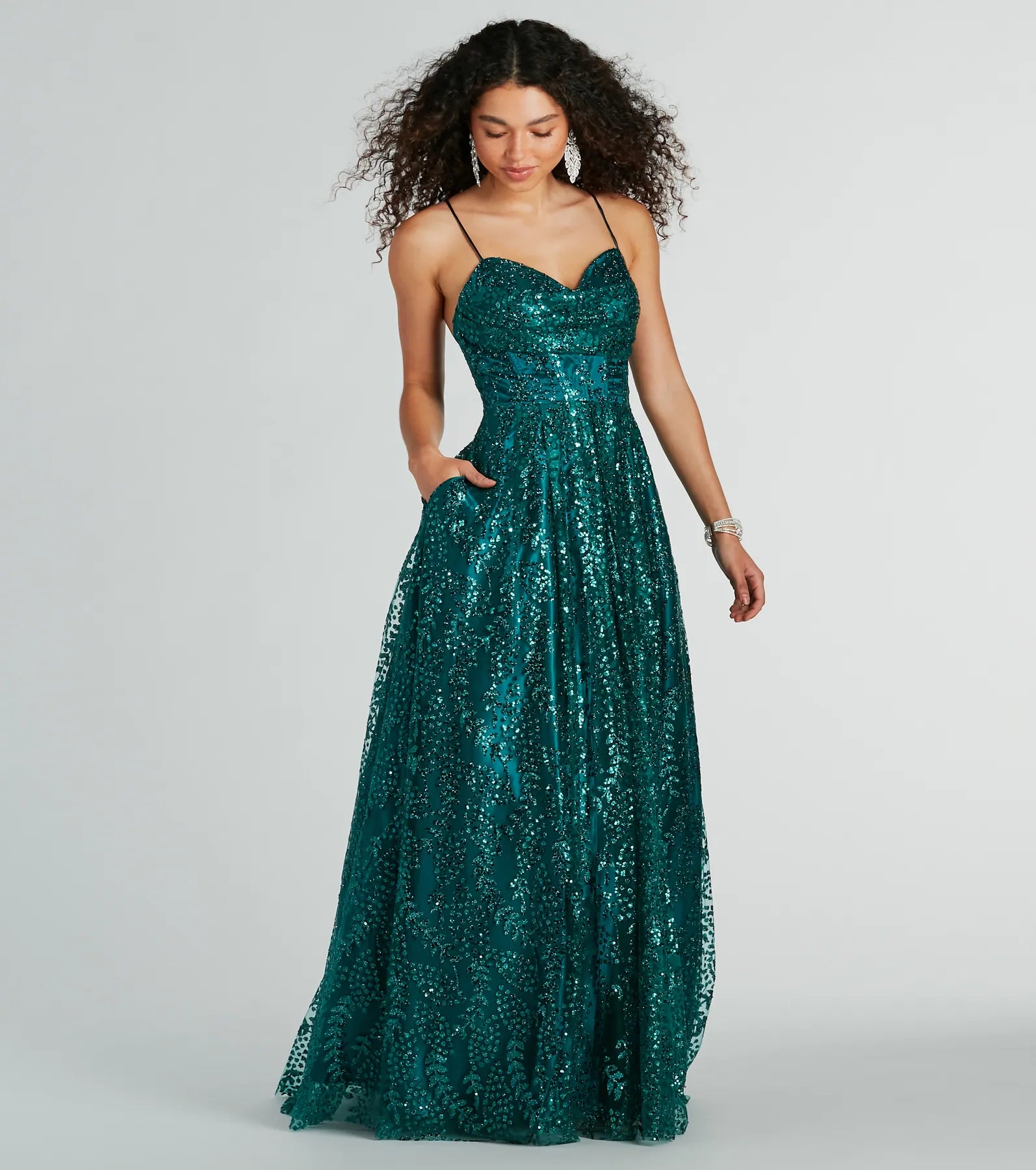 Giavanna Glitter Corset Lace-Up Ball Gown - Image 3