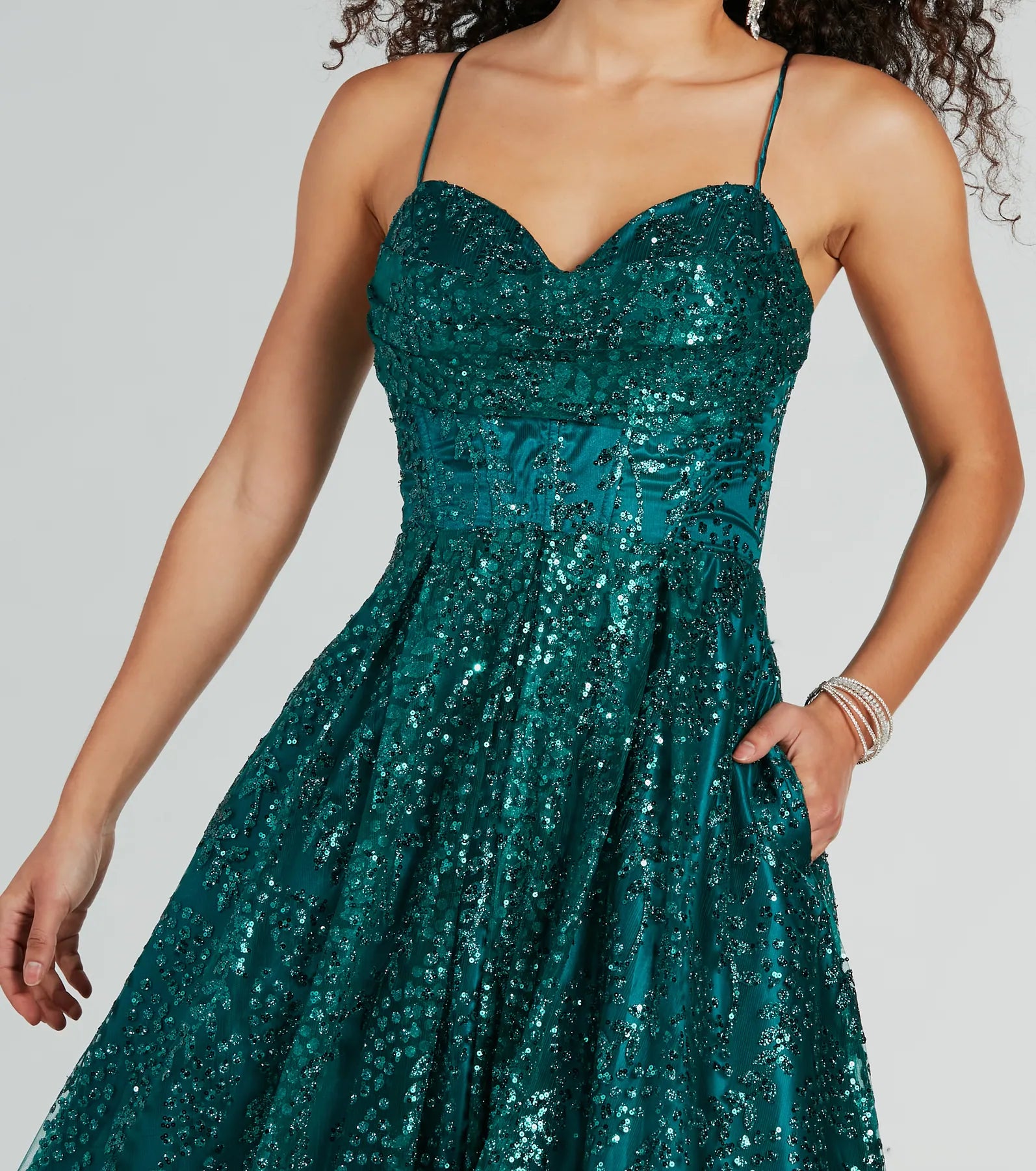 Giavanna Glitter Corset Lace-Up Ball Gown - Image 4
