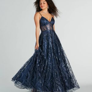 Ember Glitter Corset Lace-Up Ball Gown