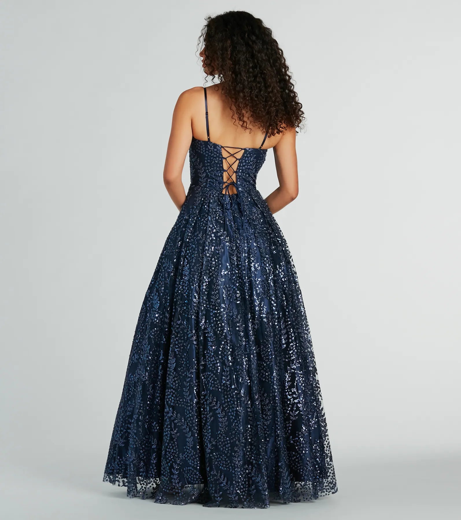 Ember Glitter Corset Lace-Up Ball Gown - Image 2