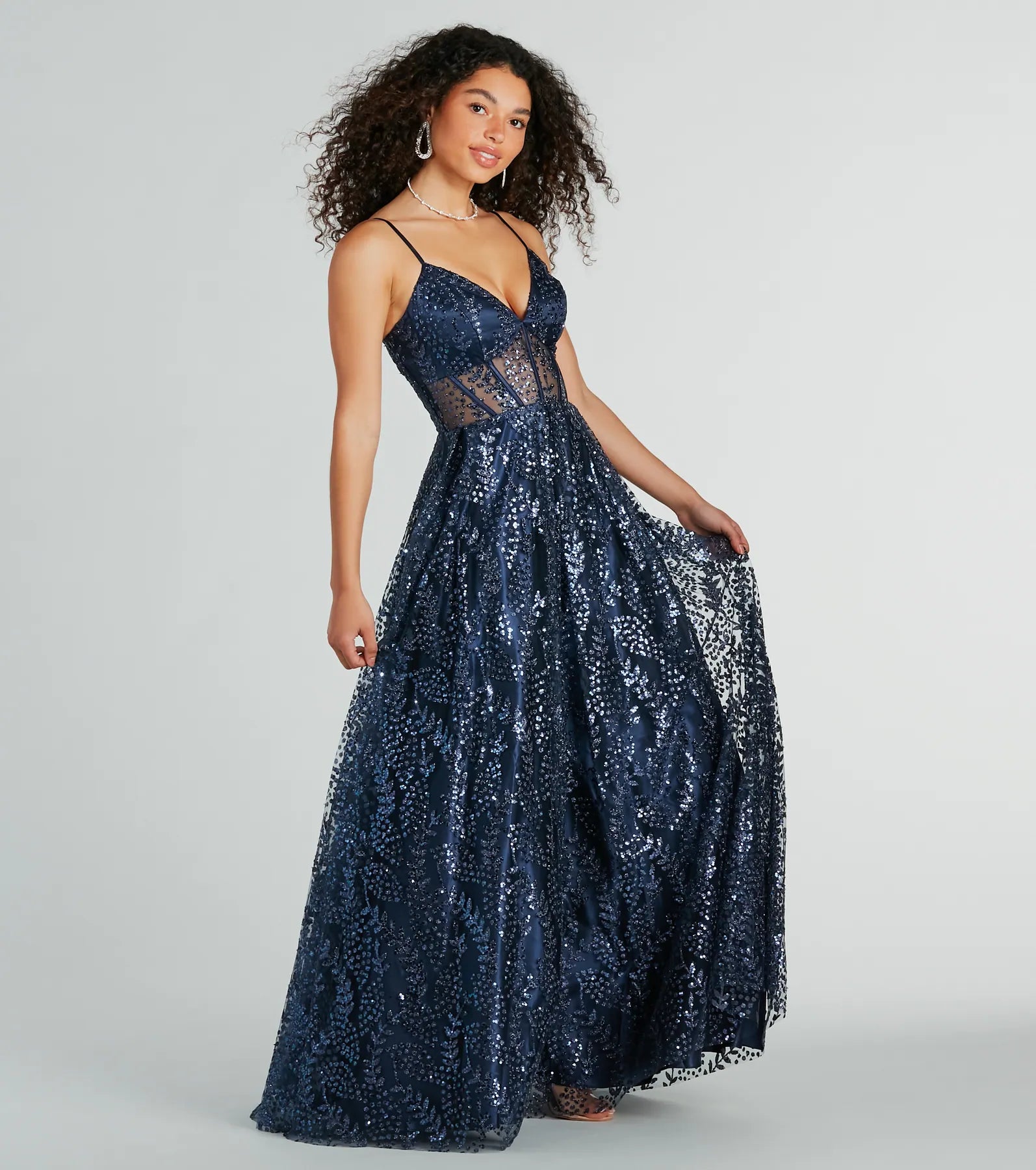Ember Glitter Corset Lace-Up Ball Gown - Image 3