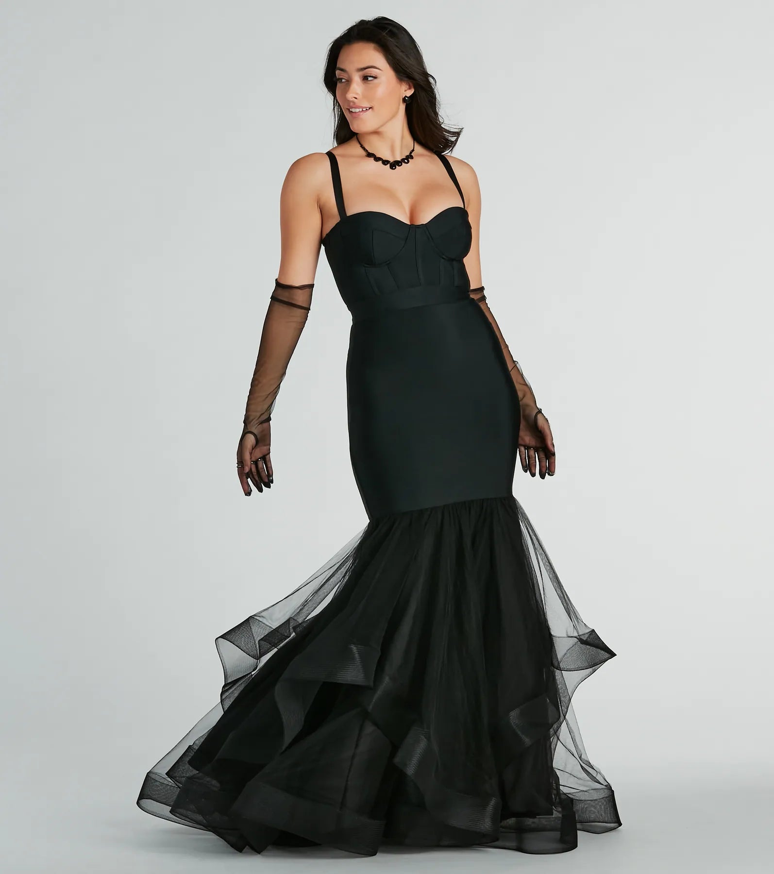 Giana Tiered Ruffled Tulle Corset Mermaid Gown - Image 2