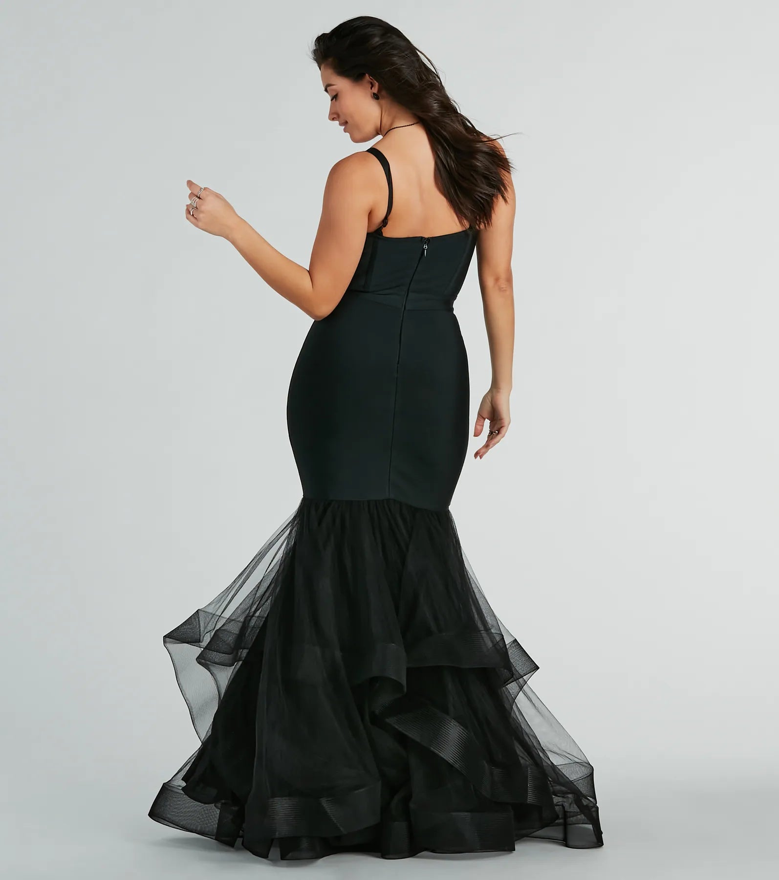 Giana Tiered Ruffled Tulle Corset Mermaid Gown - Image 3