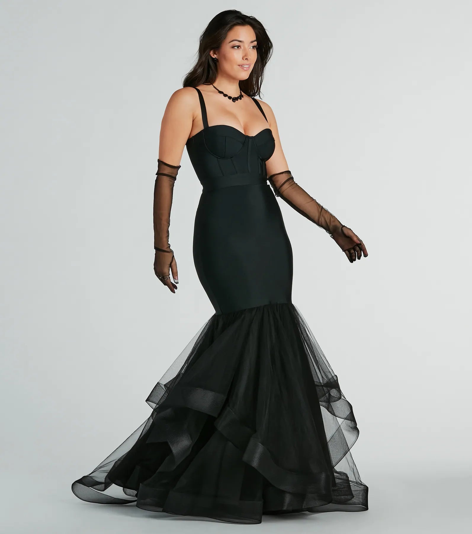 Giana Tiered Ruffled Tulle Corset Mermaid Gown - Image 4