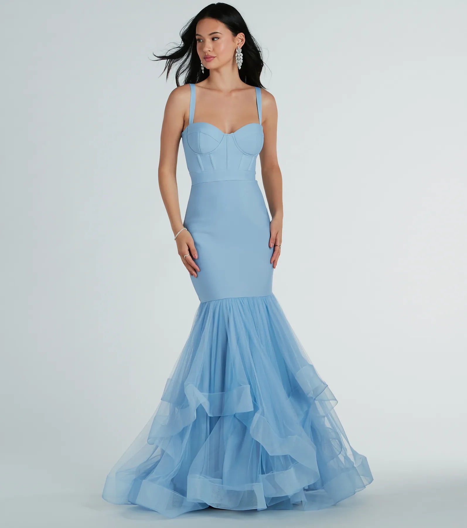 Giana Tiered Ruffled Tulle Corset Mermaid Gown - Image 5