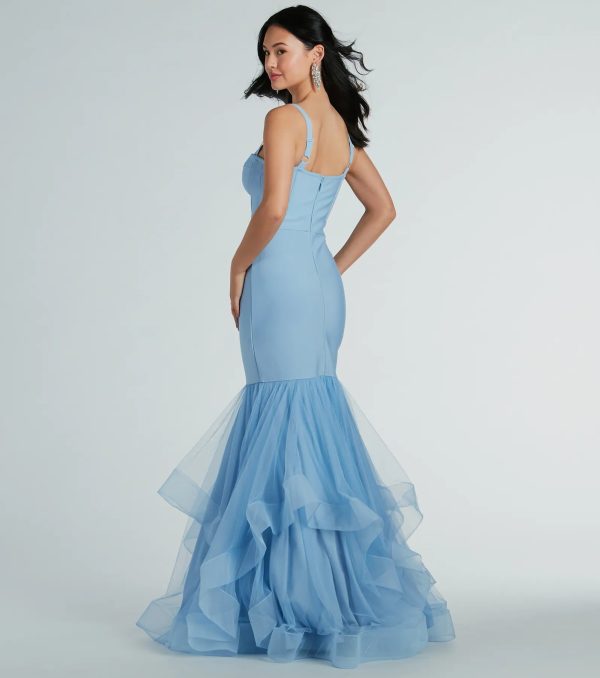 Giana Tiered Ruffled Tulle Corset Mermaid Gown - Image 6