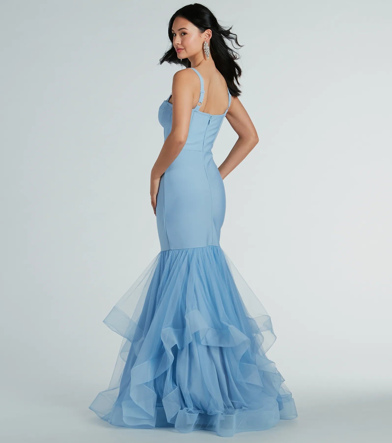 Giana Tiered Ruffled Tulle Corset Mermaid Gown - Image 6