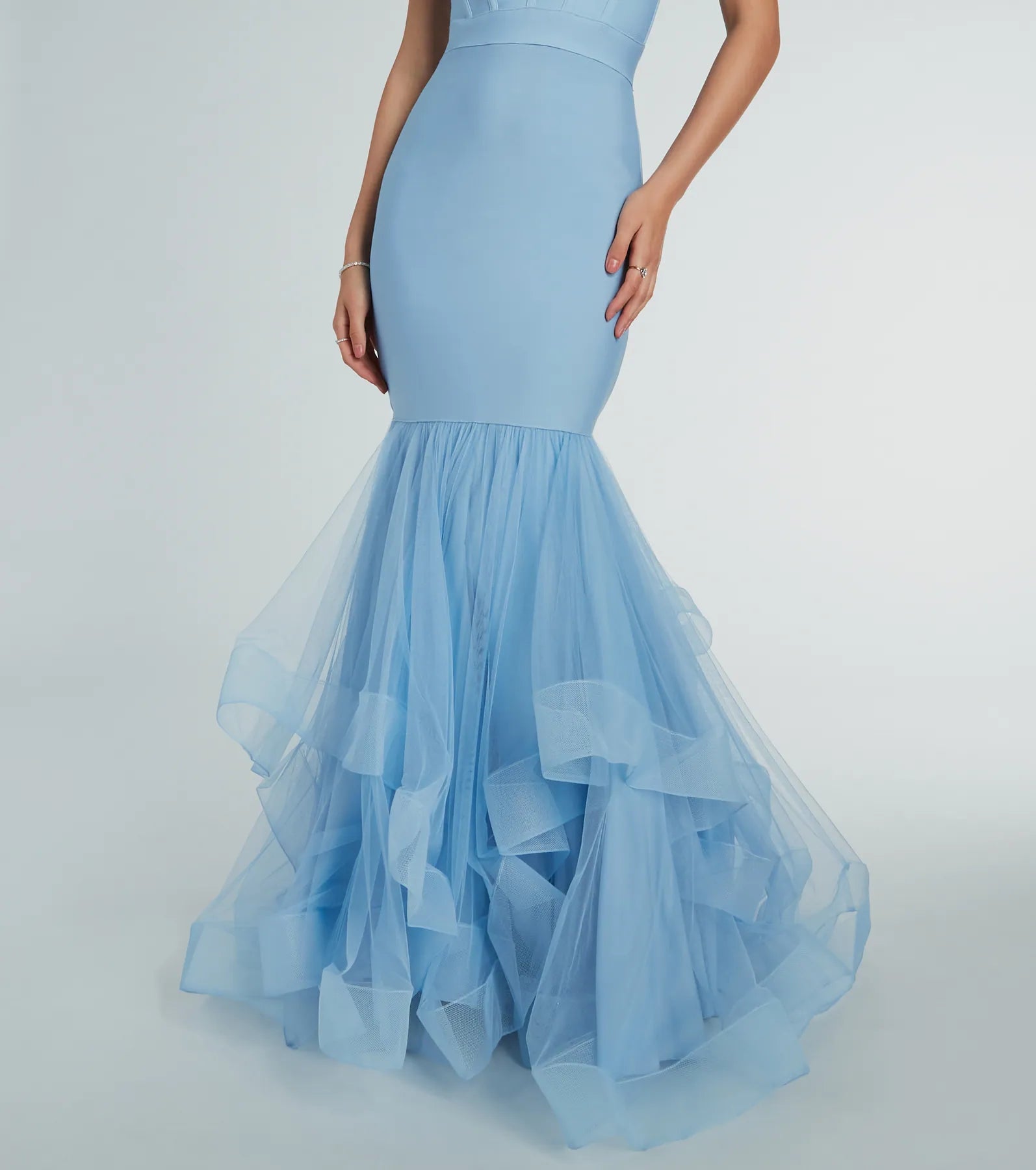Giana Tiered Ruffled Tulle Corset Mermaid Gown - Image 8