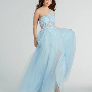 Arie Floral Applique Sequin A-Line Ball Gown